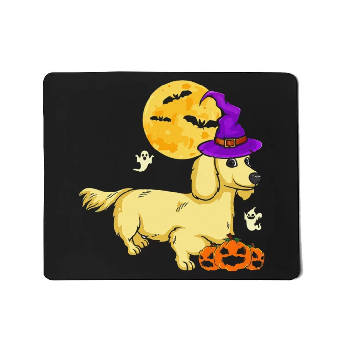 Funny Cream Dachshund Witch Halloween Costume Dog Lover Mousepad