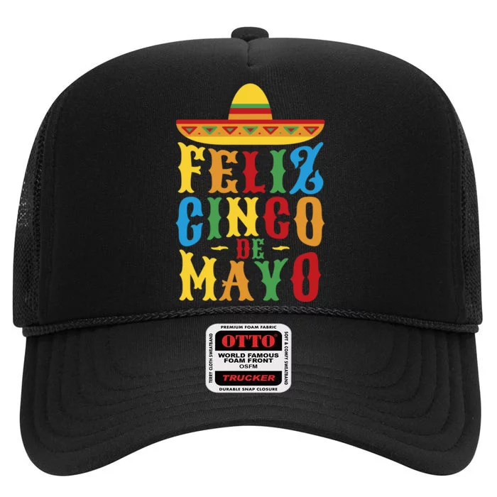 Feliz Cinco De Mayo High Crown Mesh Trucker Hat