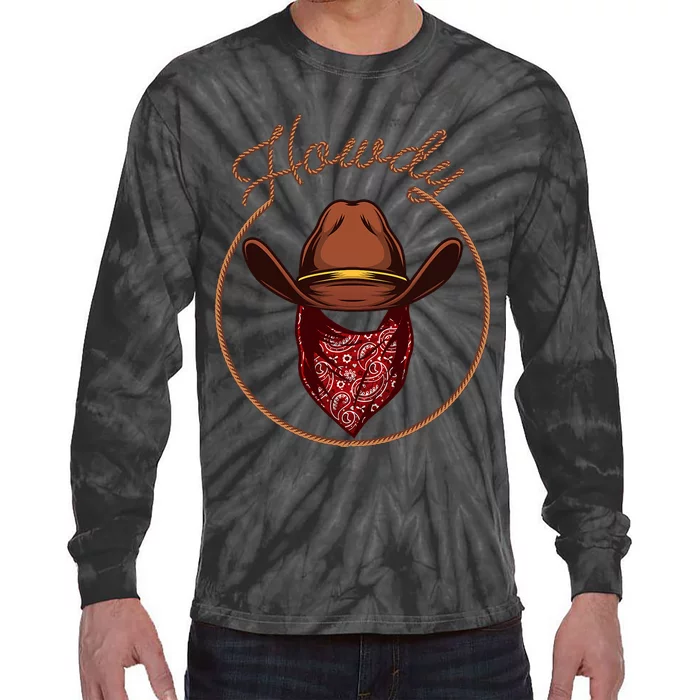 Funny Cowboy Design Rodeo Bull Rider Cowboy Tie-Dye Long Sleeve Shirt