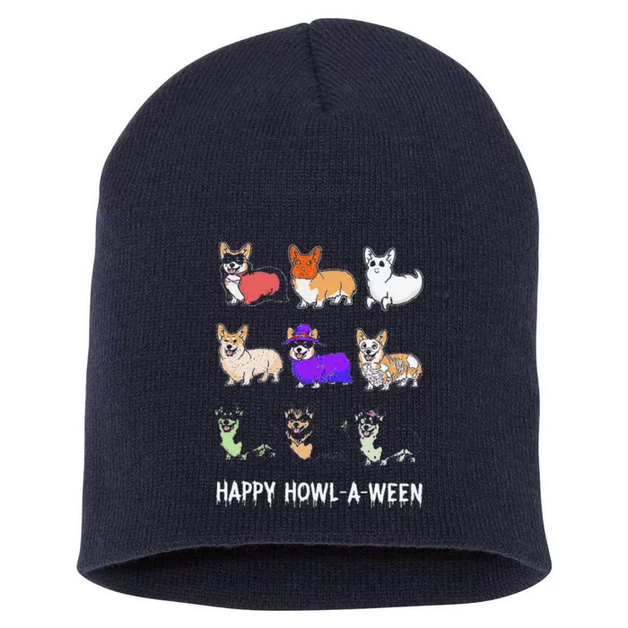 Funny Corgi Dog Halloween Happy Howloween Short Acrylic Beanie