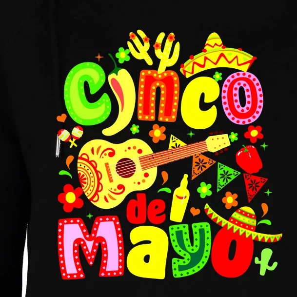 Funny Cinco De Mayo Mexican Guitar Cactus Lets Fiesta Womens Funnel Neck Pullover Hood