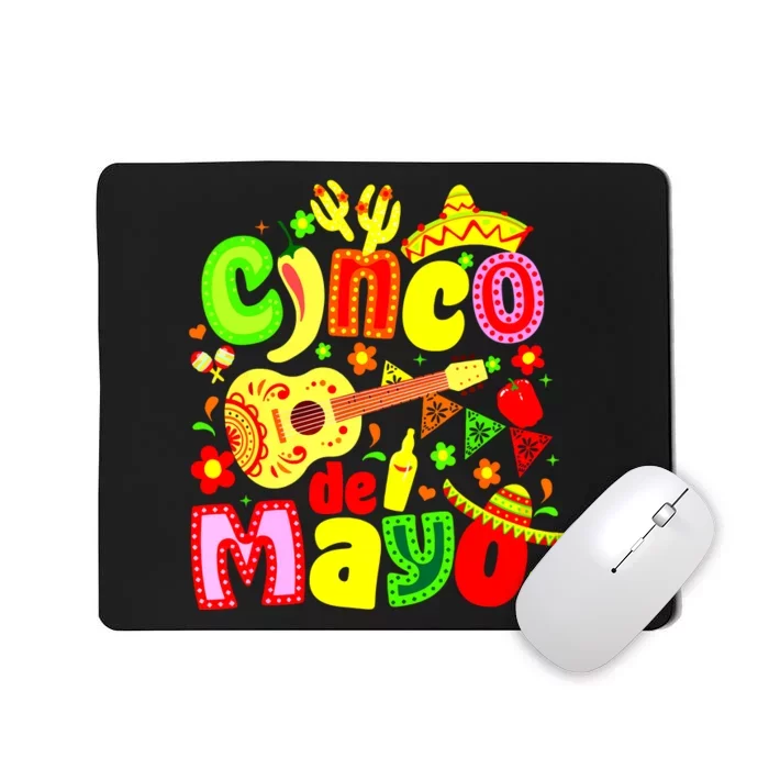 Funny Cinco De Mayo Mexican Guitar Cactus Lets Fiesta Mousepad