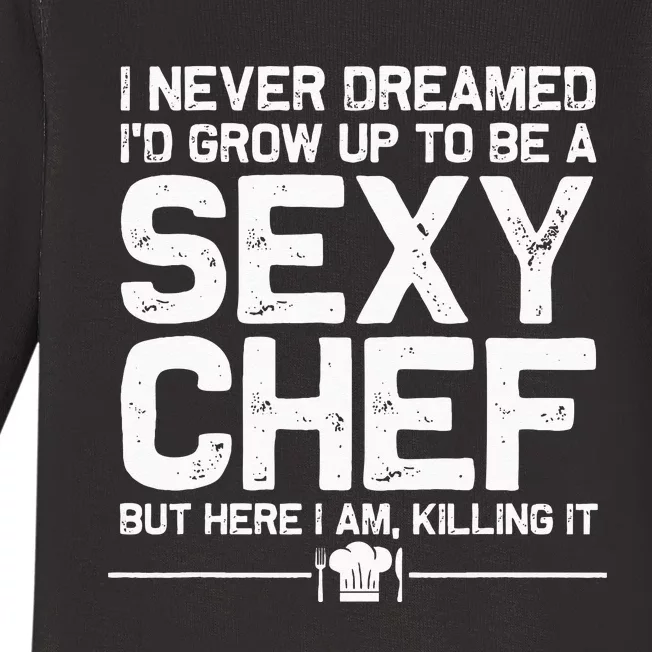 Funny Chef Design Men Women Sexy Cooking Novelty Culinary Baby Long Sleeve Bodysuit