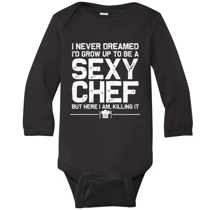 Funny Chef Design Men Women Sexy Cooking Novelty Culinary Baby Long Sleeve Bodysuit