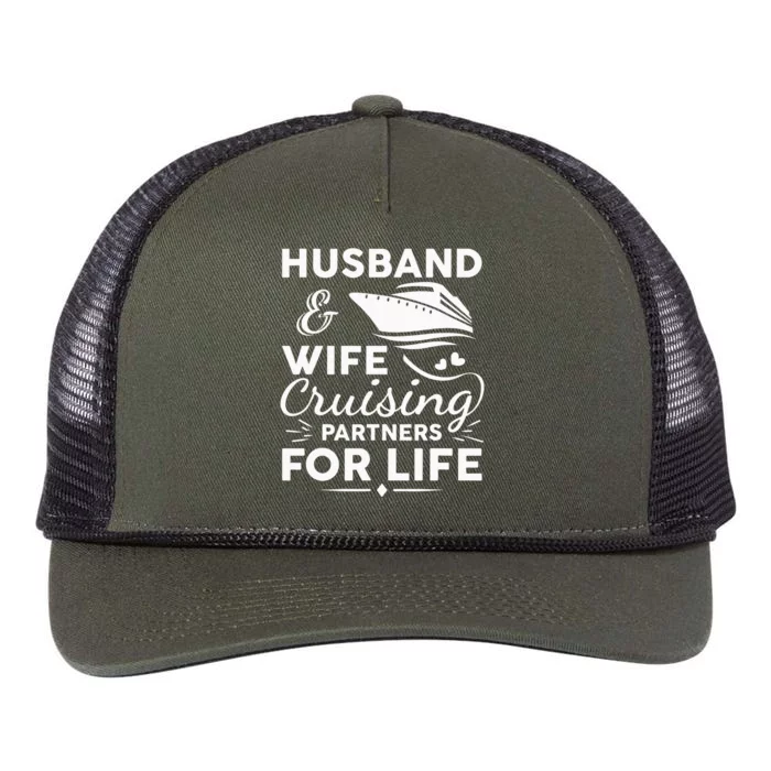 Funny Cruising Design For Husband Wife Couples Cruise Ship Retro Rope Trucker Hat Cap