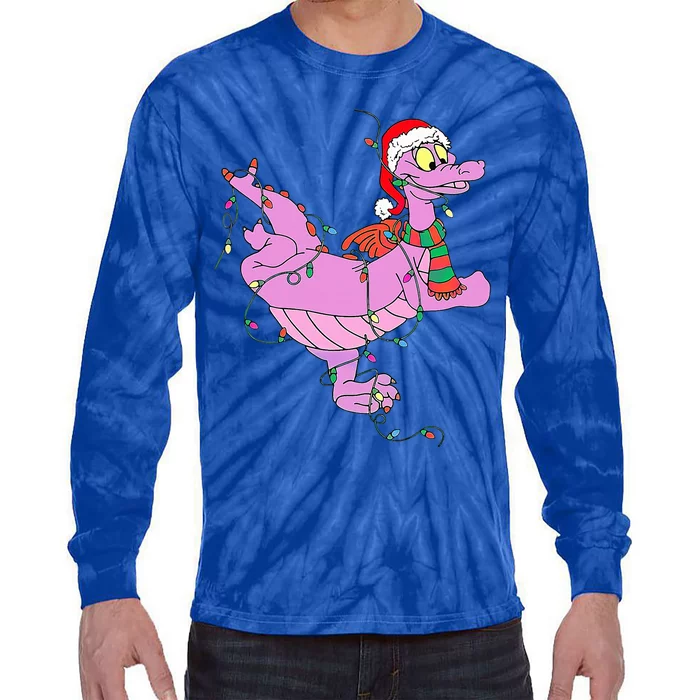 Funny Cute Dragon Figment Lights Christmas Tie-Dye Long Sleeve Shirt