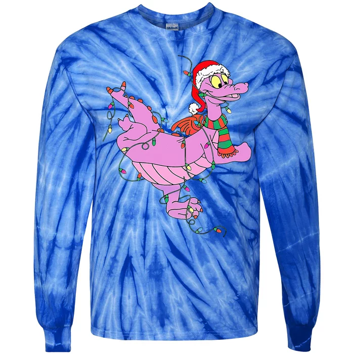 Funny Cute Dragon Figment Lights Christmas Tie-Dye Long Sleeve Shirt