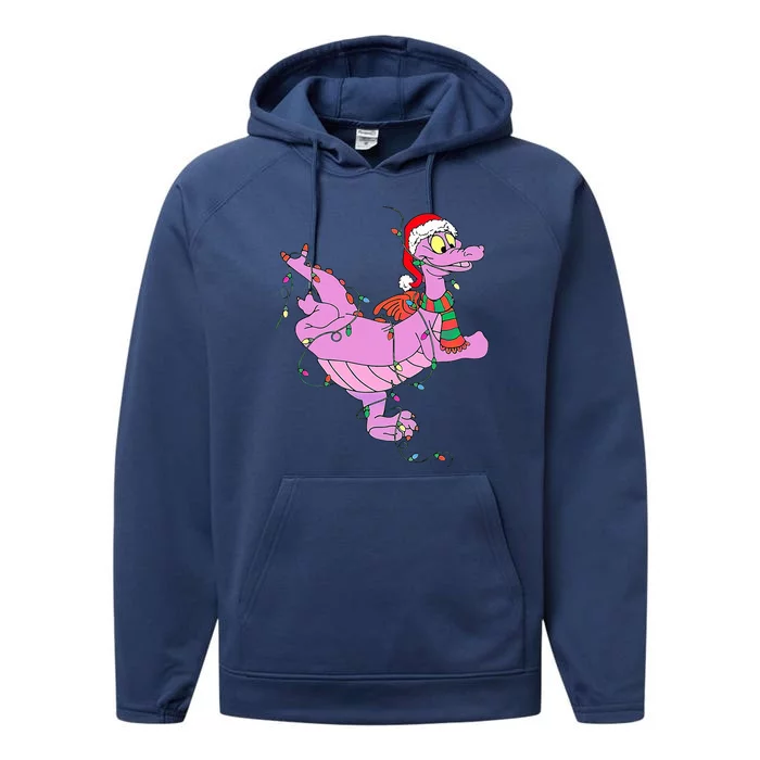 Funny Cute Dragon Figment Lights Christmas Performance Fleece Hoodie