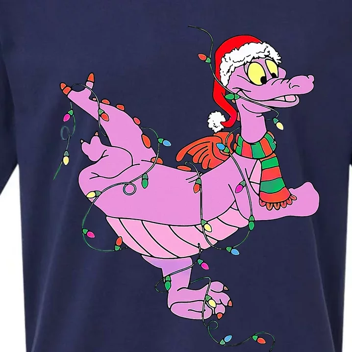 Funny Cute Dragon Figment Lights Christmas Sueded Cloud Jersey T-Shirt