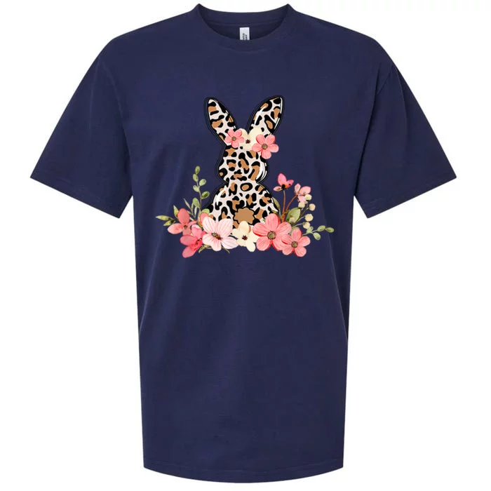 Floral Cheetah Easter Bunny Sueded Cloud Jersey T-Shirt