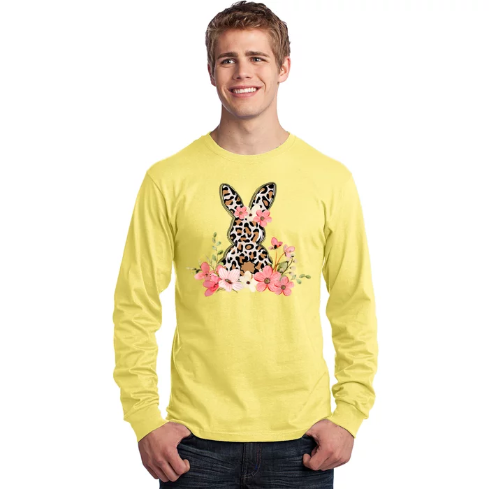 Floral Cheetah Easter Bunny Long Sleeve Shirt