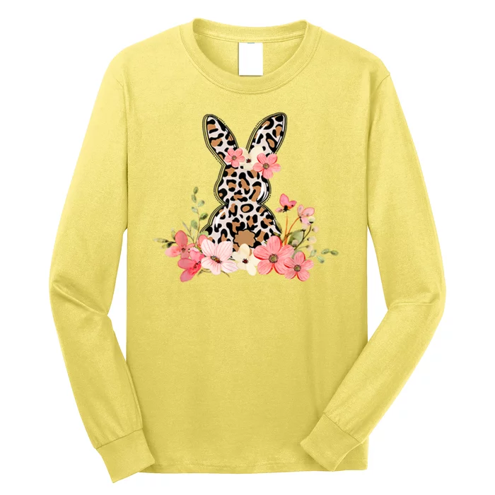 Floral Cheetah Easter Bunny Long Sleeve Shirt