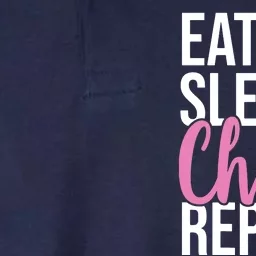 Funny Cute EAT SLEEP CHEER REPEAT Love Gift Softstyle Adult Sport Polo