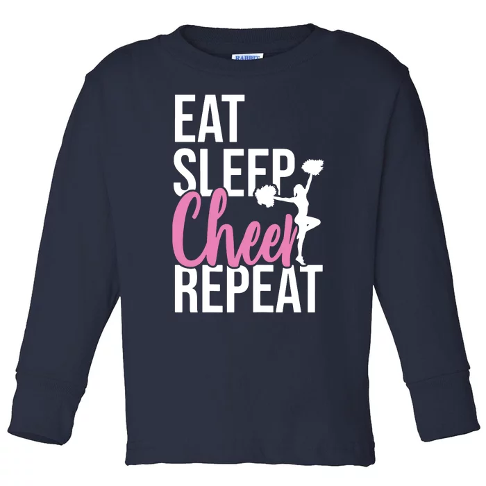 Funny Cute EAT SLEEP CHEER REPEAT Love Gift Toddler Long Sleeve Shirt