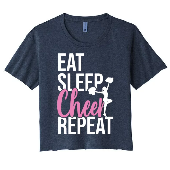 Funny Cute EAT SLEEP CHEER REPEAT Love Gift Women's Crop Top Tee