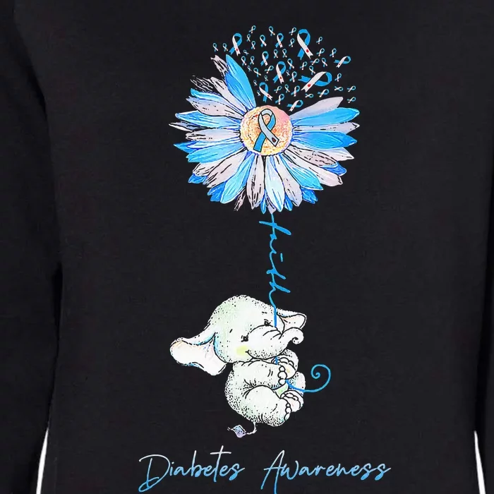 Faith Cute Elephants Sunflower Diabetes Awareness Womens California Wash Sweatshirt