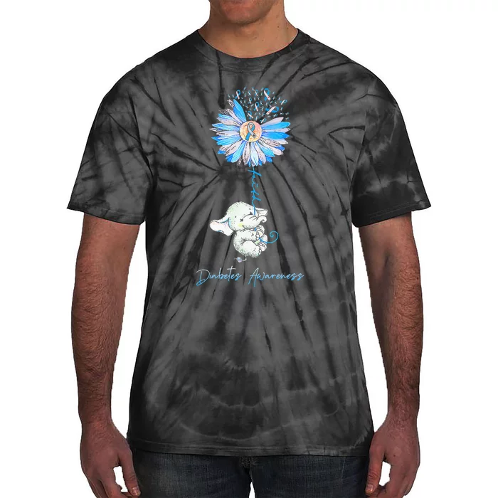 Faith Cute Elephants Sunflower Diabetes Awareness Tie-Dye T-Shirt