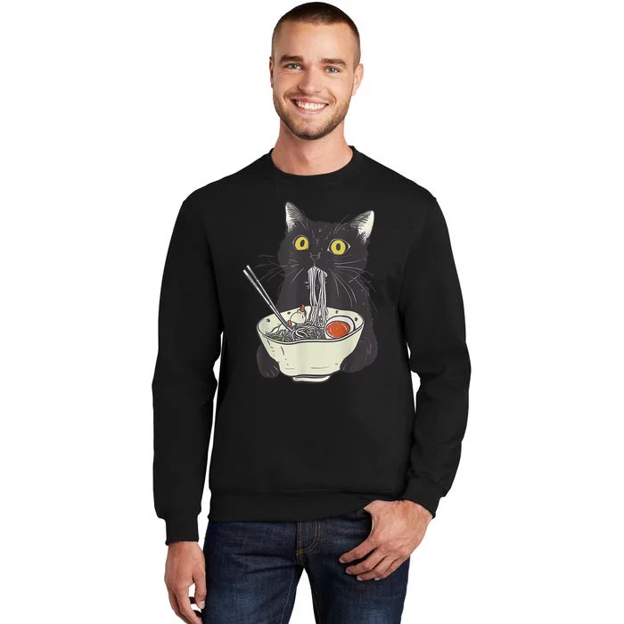 Funny Cat Eating Ramen Vintage Japanese Noodles Sweatshirt