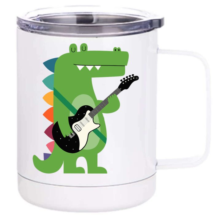 Funny Crocodile Electric Guitar Crocorock Guitarist Musician Premium Front & Back 12oz Stainless Steel Tumbler Cup