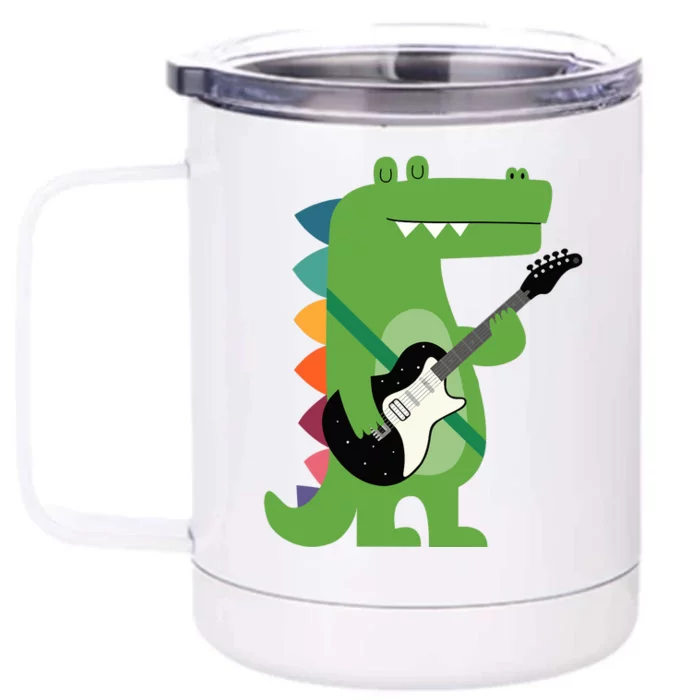 Funny Crocodile Electric Guitar Crocorock Guitarist Musician Premium Front & Back 12oz Stainless Steel Tumbler Cup