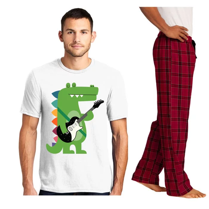 Funny Crocodile Electric Guitar Crocorock Guitarist Musician Premium Pajama Set