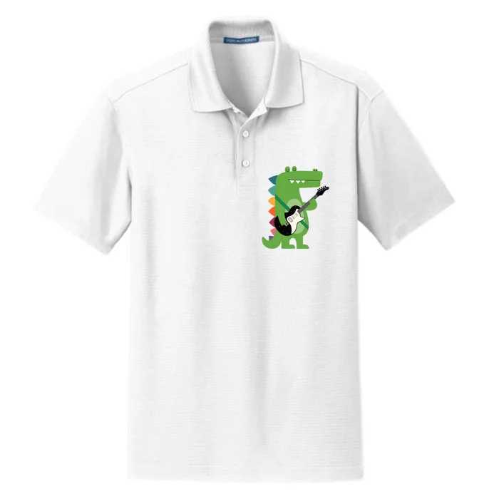 Funny Crocodile Electric Guitar Crocorock Guitarist Musician Premium Dry Zone Grid Performance Polo