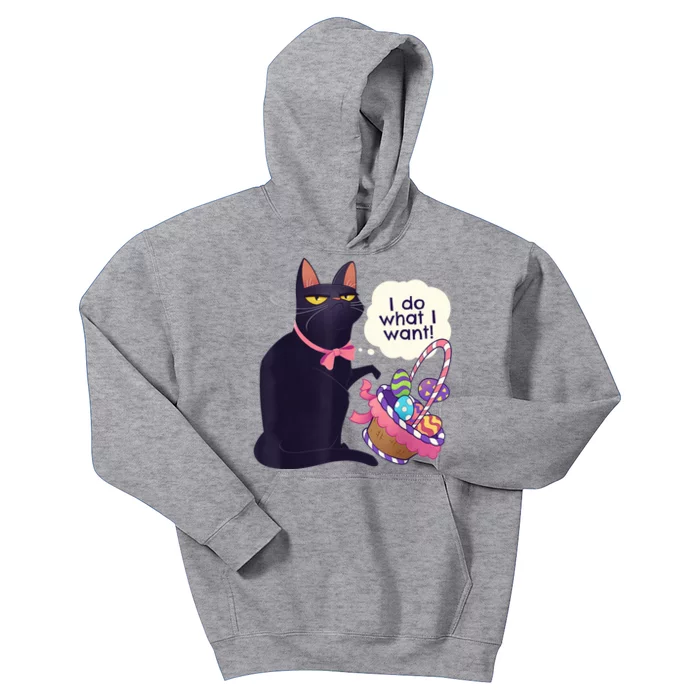 Funny Cat Easter What I Want Easter Basket Stuffers Kids Hoodie