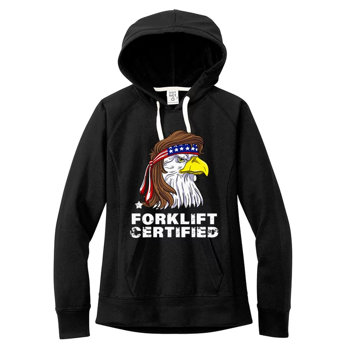 Forklift Certified Eagle Mullet Usa Fork Lift Women's Fleece Hoodie