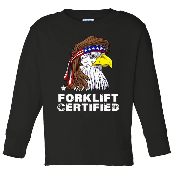 Forklift Certified Eagle Mullet Usa Fork Lift Toddler Long Sleeve Shirt