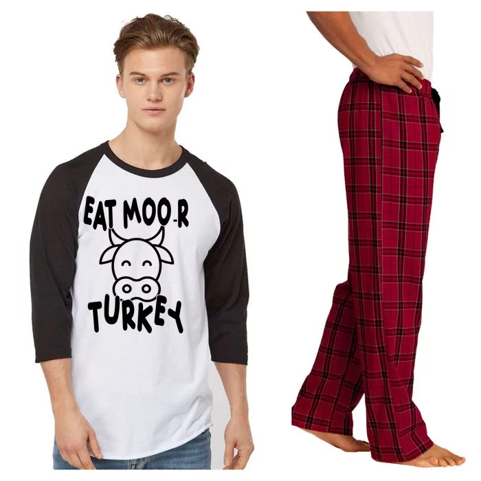 Funny Cow Eat More Turkey Thanksgiving Raglan Sleeve Pajama Set