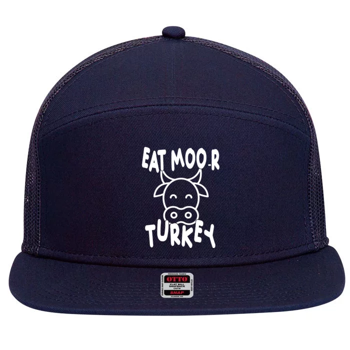 Funny Cow Eat More Turkey Thanksgiving 7 Panel Mesh Trucker Snapback Hat