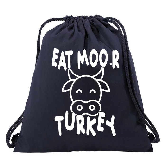 Funny Cow Eat More Turkey Thanksgiving Drawstring Bag