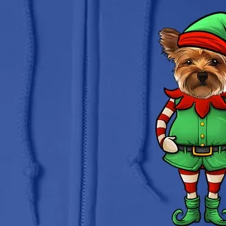 Funny Christmas Elf Yorkshire Terrier Dog Yorkie Cute Gift Full Zip Hoodie