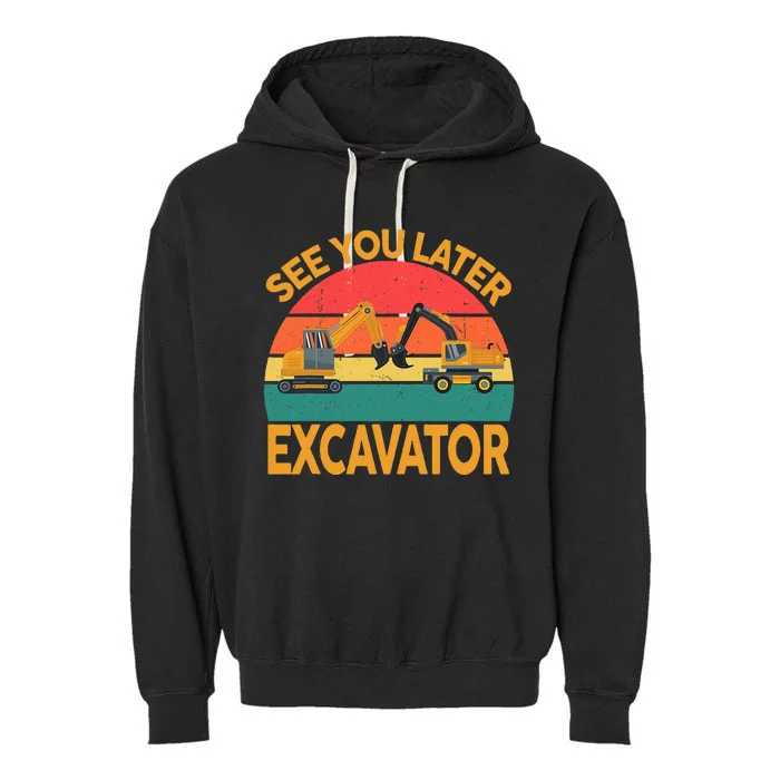 Funny Construction Excavator Garment-Dyed Fleece Hoodie