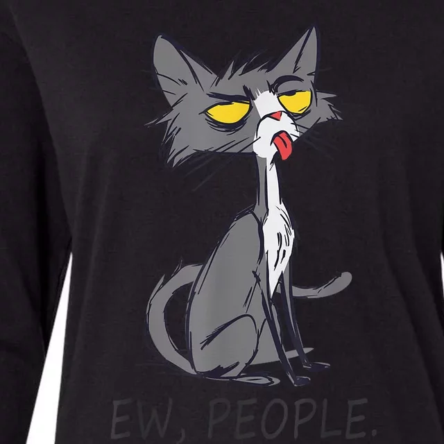 Funny Cat Ew People Meowy Cat Lovers  Wo Gifts Womens Cotton Relaxed Long Sleeve T-Shirt