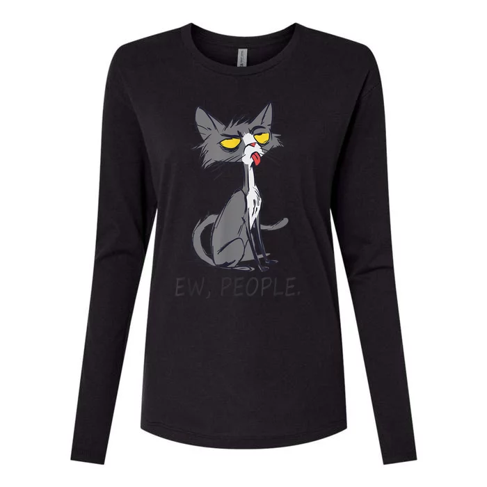 Funny Cat Ew People Meowy Cat Lovers  Wo Gifts Womens Cotton Relaxed Long Sleeve T-Shirt