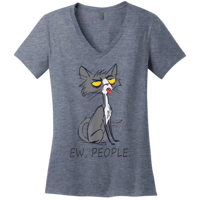 Funny Cat Ew People Meowy Cat Lovers  Wo Gifts Women's V-Neck T-Shirt