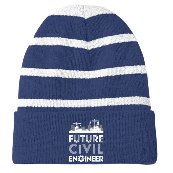 Future Civil Engineer Men Women Engineering Student Gifts Striped Beanie with Solid Band