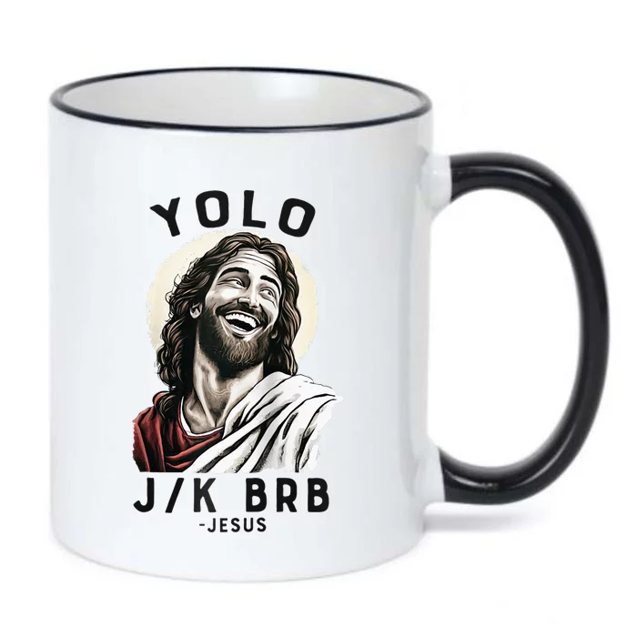 Funny Christian Easter Jesus YOLO JK BRB Raglan Black Color Changing Mug