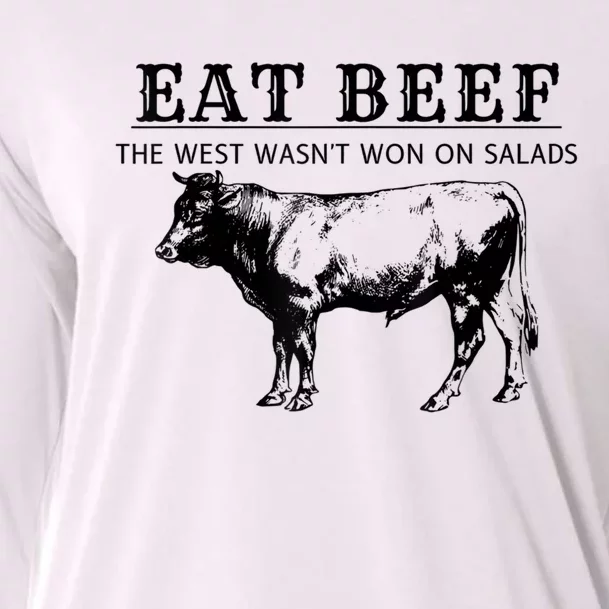 Funny Cow Eat Beef The West Wasn't Won On Salads Cooling Performance Long Sleeve Crew