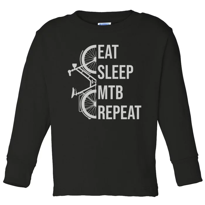 Funny Cycling Eat Sleep MTB Repeat Gift Toddler Long Sleeve Shirt