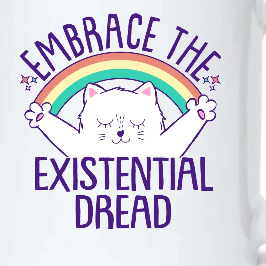 Funny Cat Embrace The Existential Dread Black Color Changing Mug