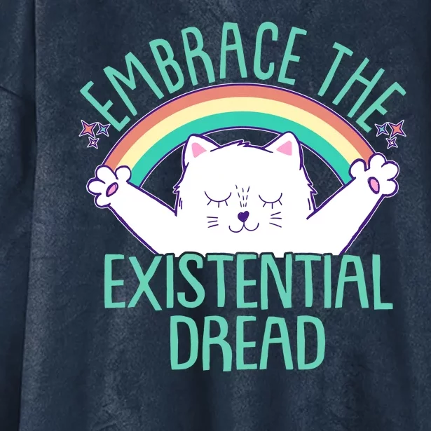 Funny Cat Embrace The Existential Dread Hooded Wearable Blanket