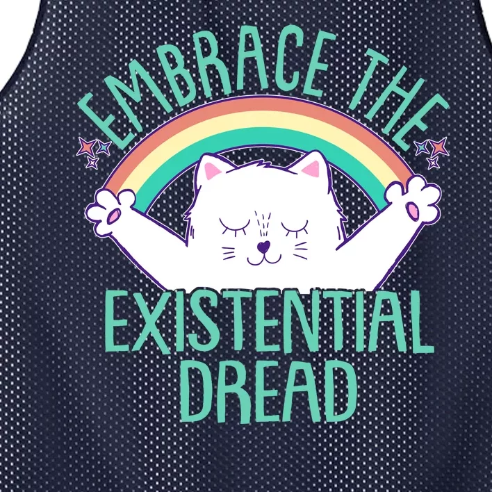 Funny Cat Embrace The Existential Dread Mesh Reversible Basketball Jersey Tank