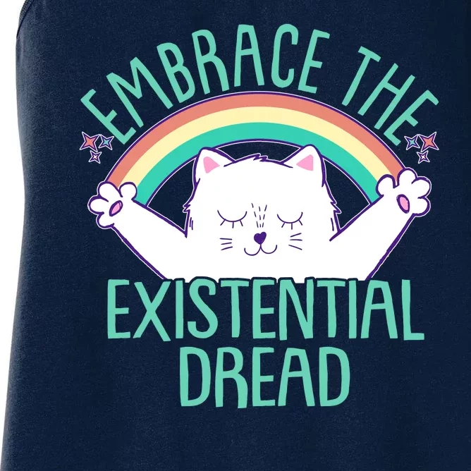 Funny Cat Embrace The Existential Dread Women's Racerback Tank