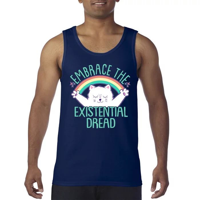 Funny Cat Embrace The Existential Dread Tank Top