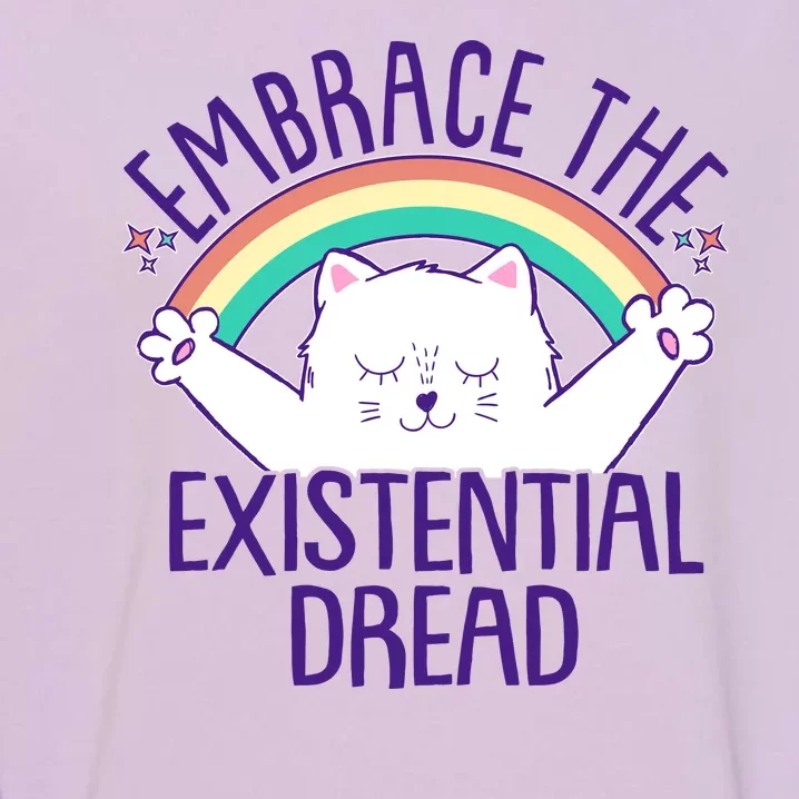 Funny Cat Embrace The Existential Dread Garment-Dyed Sweatshirt