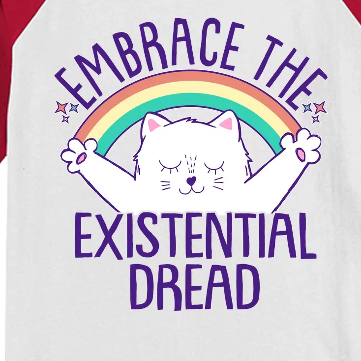 Funny Cat Embrace The Existential Dread Kids Colorblock Raglan Jersey