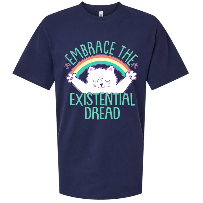 Funny Cat Embrace The Existential Dread Sueded Cloud Jersey T-Shirt