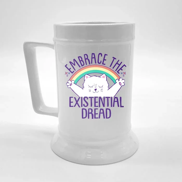 Funny Cat Embrace The Existential Dread Front & Back Beer Stein